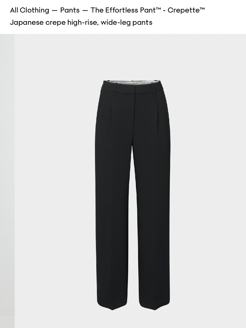 The Effortless Pant™ Crepette™ High-Rise Wide-Leg Pants — Black